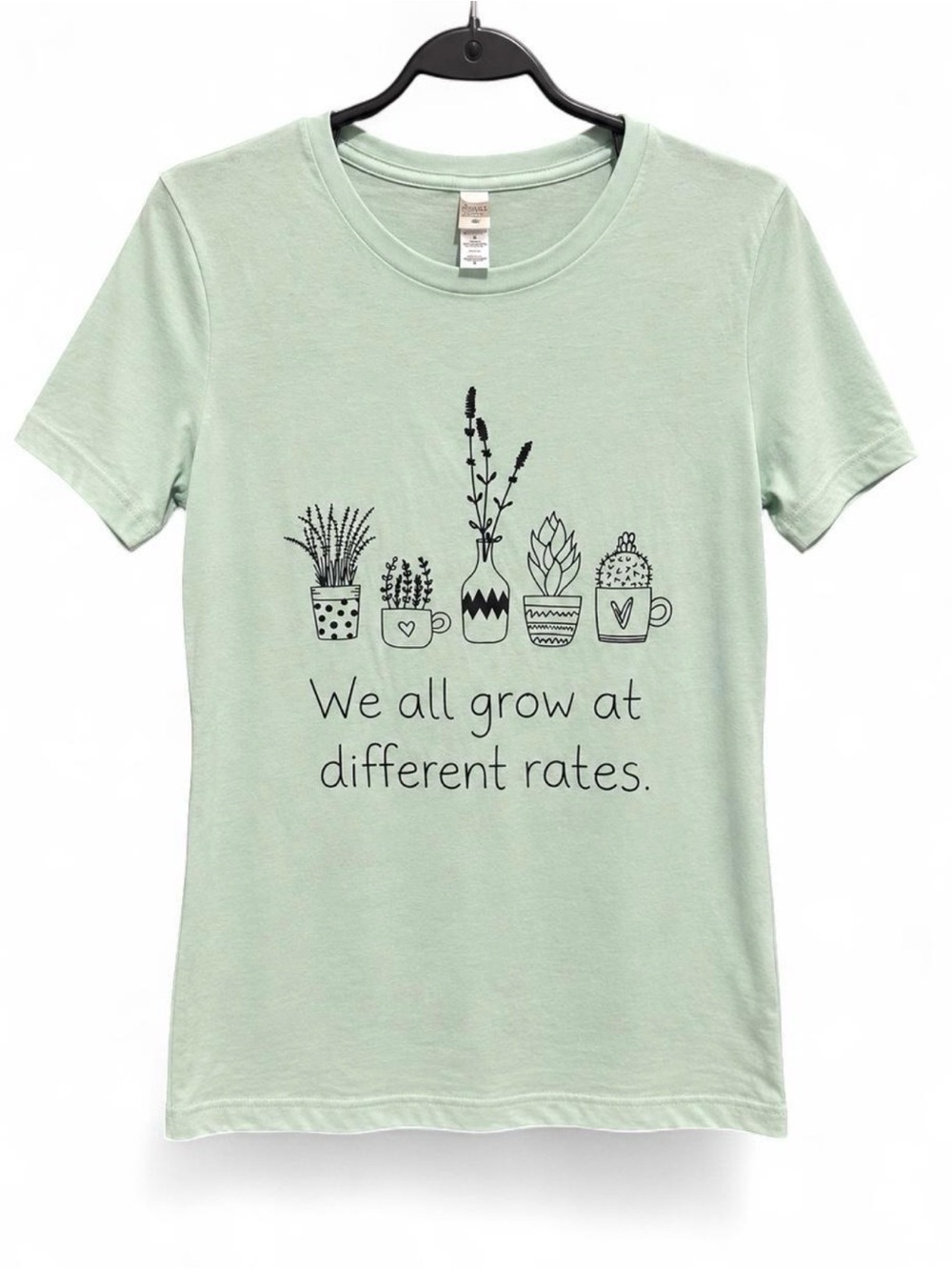 Canvas Bella Mint Green “We all grow at different rates” Plant Graphic T-Shirt